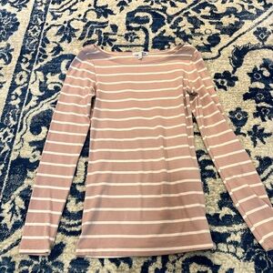 Fashion Nova Blush and Cream Striped Blouse